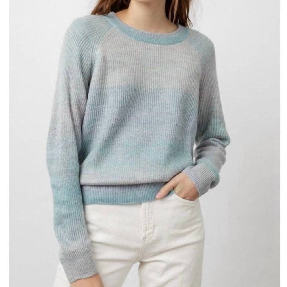 Rails Ombre Blue Rainbow Rib Knit Raglan Sleeve Lightweight Venus Sweater XL